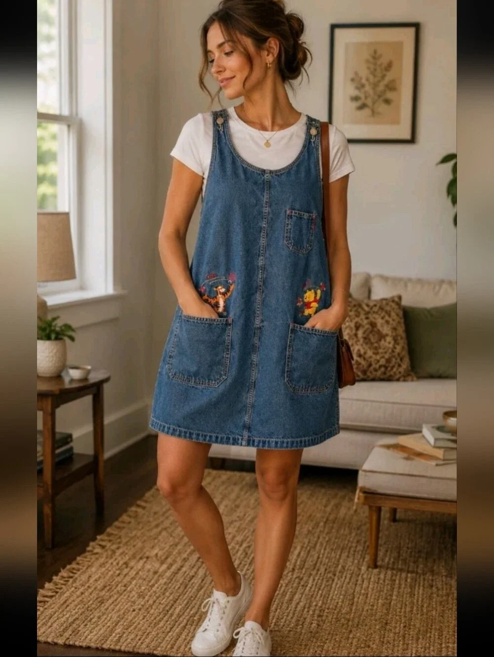 winnie the pooh denim dress Vintage Disney Catalog Winnie Pooh Midi Denim Jumpsuit Dress Teacher School Med